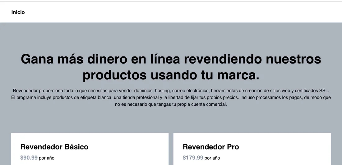 The same storefront switched to Spanish for the Mexico market, offering the Revendedor Básico and Revendedor Pro plans